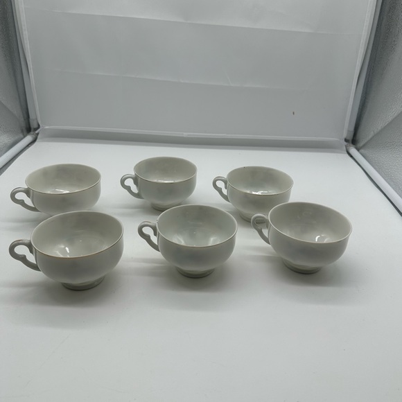 Vintage Green China Japan GRJ1 5 Tea Cups Mugs Pink Flowers Floral - Picture 3 of 5